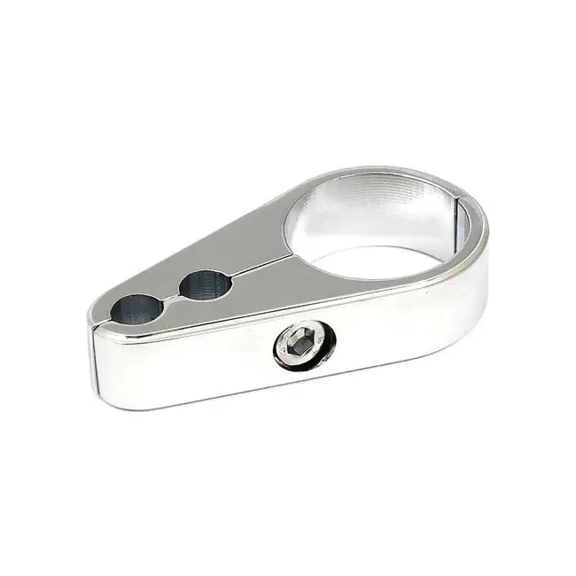 2-delige tweegaats kabelgeleiderklem voor frame Chrome / 1" / 6mm for Throttle/Idle Finale Uitverkoop