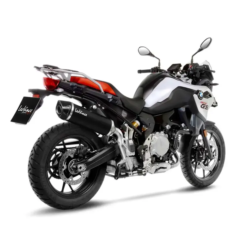 Betrouwbaar LeoVince Nero Slip-On Geluiddemper voor BMW 18-23 F 750 GS (Black stainless steel muffler) (Fits with OEM saddlebags) (ECE-approved) (14055)