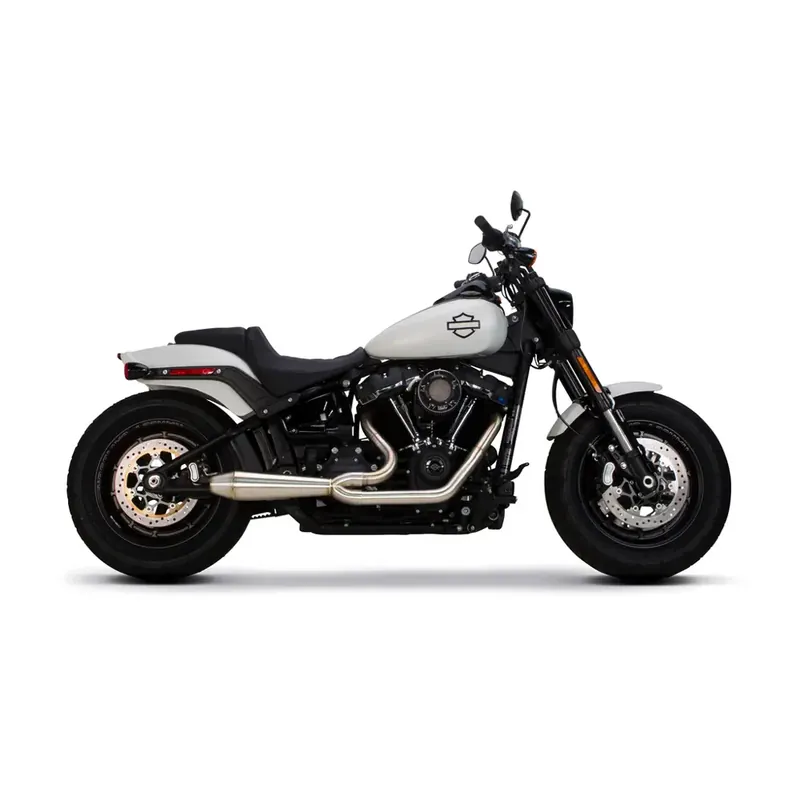 Two Brothers Racing Gen II Megafoon 2-into-1 Uitlaat voor Harley 18-25 Softail Fat Bob / Deluxe / Slim / Street Bob / Low Rider / Standard (excl. FXLRST) / Stainless steel Op = Op