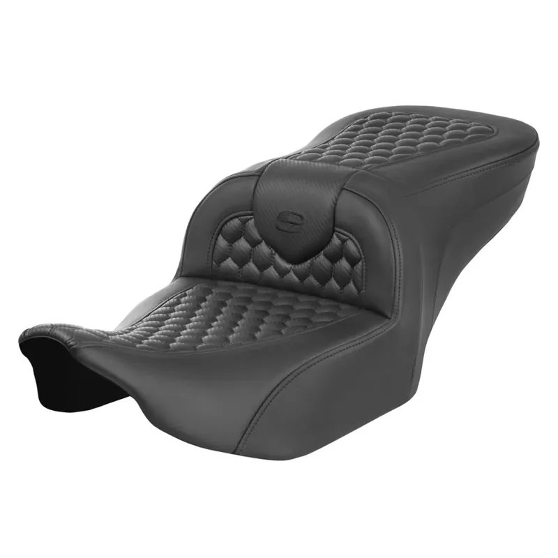 Saddlemen Roadsofa-zadel met honingraatstructuur en verlengd bereik voor Harley 24-25 Touring Road Glide / Street Glide / Black / Without heating / Without backrest Direct Beschikbaar